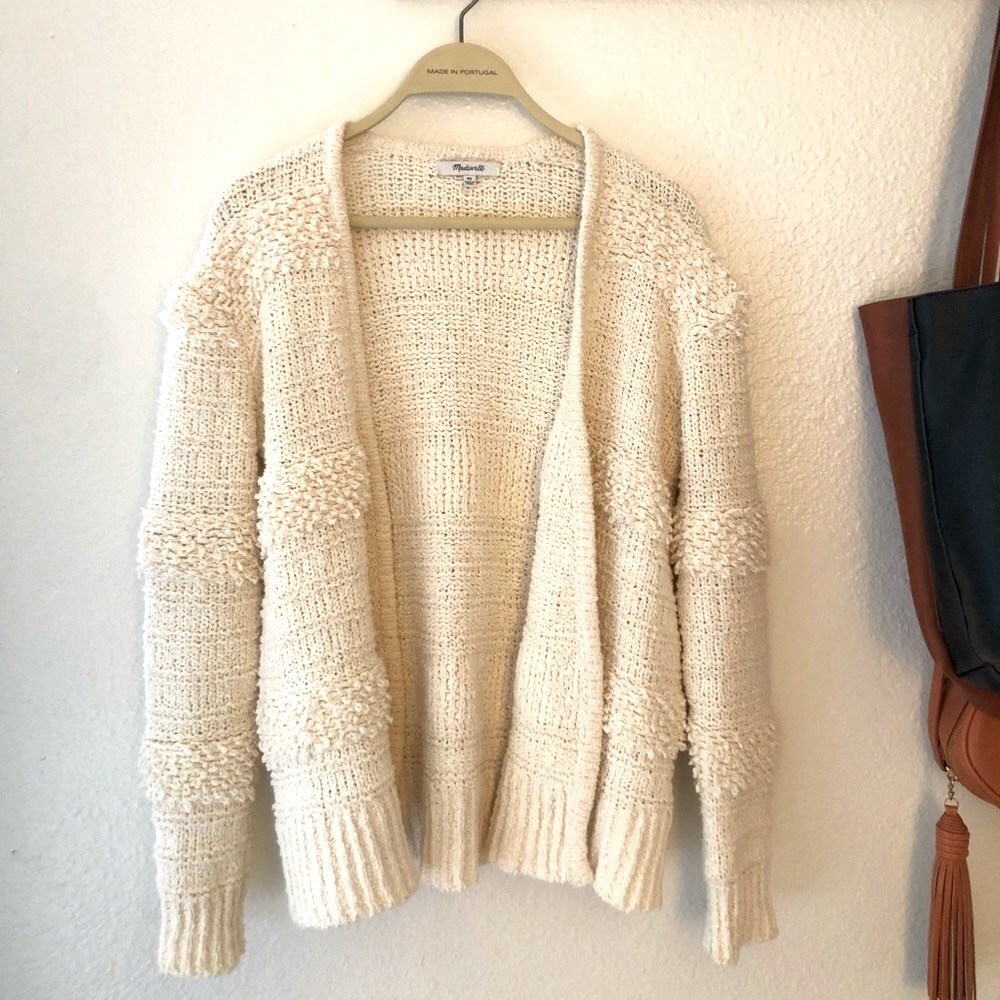 Madewell Bronson Textured Cream Cardigan, Size XS